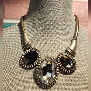 Elegant Silver and Black Statement Necklace